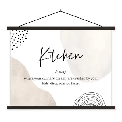 Produktbild von MuchoWow® Textilposter Sprichwörter - Definition Küche - Zitate - Küche - Wörterbuch 150x113 cm mit holzfarbenen Rahmen - Poster