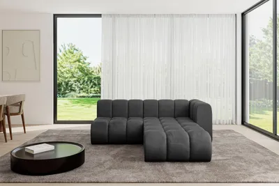 Produktbild von ALTDECOR Modulares Sofa Ecksofa in L-Form - Darnel-L1 - 205x177x70 cm Schwarz - Corner modular Sofa Eckcouch Couch Wohnlandschaft Cauchsofa Bodensofa Polstersofa