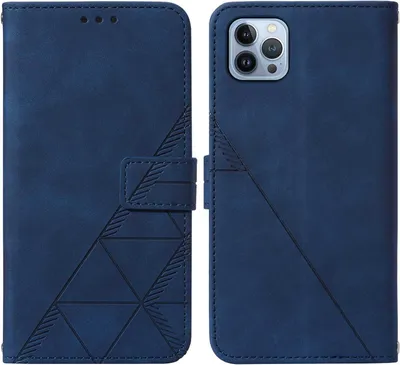 Produktbild von iPhone 13 Pro Max Hülle, Schlank Prägung Flip Leder Kartenfächer Schutzhülle mit Ständer für iPhone 13 Pro Max Blau