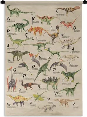 Produktbild von MuchoWow® Wandteppich Wandbehang Alphabet - Dinos - Kinderzimmer - Jungen - Mädchen - Kinder 120x180 cm Tapisserie Dekoration Wandtuch - Schlafzimmer - Dekorationen für das Haus
