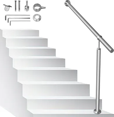 Produktbild von Jayseuw Edelstahl Handlauf Geländer Eingangsgeländer Aufmontage Wandhandlauf pflegeleicht Treppengeländer für Innen/Außen 150cm