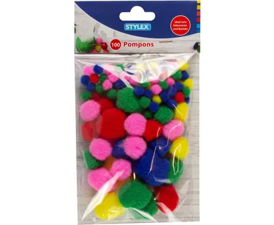 Produktbild von Stylex 46467 Pompons 100 Stück verschiedene Farben