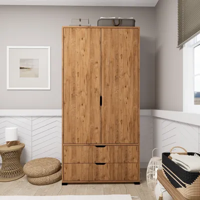 Produktbild von Skye Decor, Atlas 1600-51, Atlantische Kiefer, Kleiderschrank, 90 x 183 x 45 cm, 100 % MELAMINBESCHICHTETE SPANPLATTEN