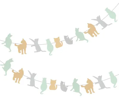 Image de Guirlande décorative en forme de chat, dimensions 300x20x15 cm, idéale pour les fêtes et les anniversaires