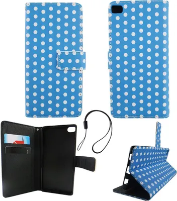 Produktbild von Handyhülle Tasche für Handy Huawei P8 Polka Dot Blau Weiss