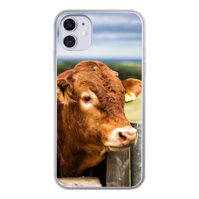 Produktbild von MuchoWow® Handyhülle Schutzhülle Hülle für iPhone 11 Schottischer Highlander - Berg - Zaun Silikon Softcase Handy Hülle - Handytasche