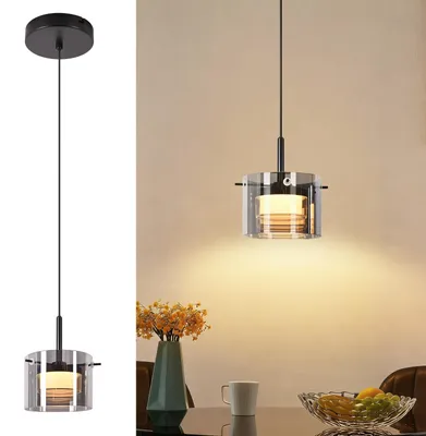 Immagine prodotto di ZMH Lampada a sospensione per tavolo da pranzo, lampada a sospensione in vetro a 1 luce, lampada da sala da pranzo a sospensione, 140 cm, lampada a sospensione a LED regolabile in altezza, lampada a sospensione per sala da pranzo e corridoio