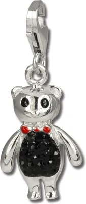 Image de SilberDream noir Charm ourson zirconium femmes 925 argent Charms pendentif GSC504S