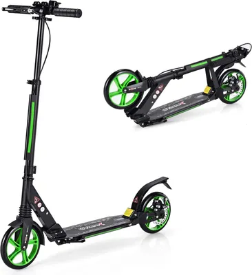 Produktbild von COSTWAY Kickscooter mit Klingel und Ständer, Scooter Roller höhenverstellbar, Tretroller klappbar, Cityroller bis 100kg, Scooter inkl. Traggurt