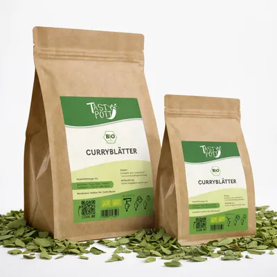 Produktbild von Tasty Pott Curryblätter ganz & getrocknet - 60g im Beutel - 2 Beutel