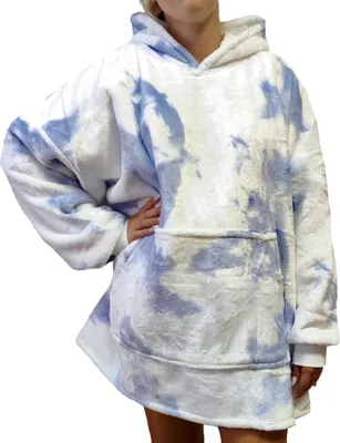 Produktbild von anagre-softan Sherpa Hoodie Sweatshirt Decke Übergroße Fronttasche Giant Plüsch Pullover mit Kapuze Gemütlich Bequem for Erwachsene, WEISS UND BLAU