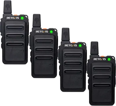 Immagine prodotto di Retevis RT619 Radio Mini, PMR446 Radio ricaricabile 1300 mAh, 16 canali, squelch VOX, cavo di ricarica USB 2-in-1, Walkie Talkie portatile per la scuola, attività familiari (4 pezzi, nero)