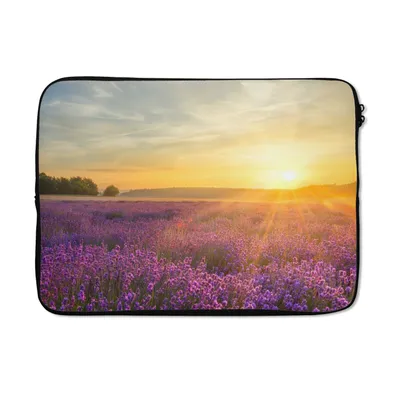 Produktbild von MuchoWow® Laptop Hülle 13 Zoll Lavendel - Sonnenuntergang - Bäume - Lila Laptoptasche - Laptophülle - Sleeve - Rundumschutz