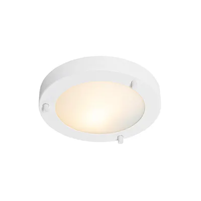 Produktbild von QAZQA - Moderne Bad I Badezimmer Außen Deckenleuchte I Deckenlampe I Lampe I Leuchte weiß 18 cm IP44 - Yuma I Außenbeleuchtung - Stahl Rund - LED geeignet G9