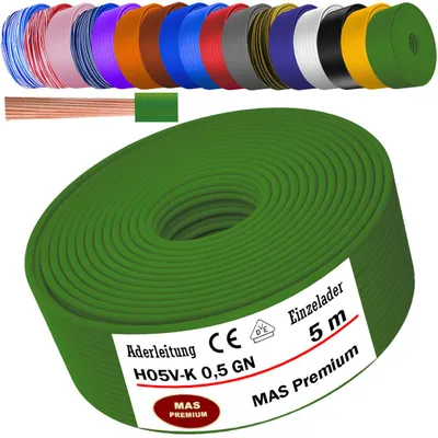 Produktbild von 5m Aderleitung H05 V-K 0,5 mm² Grün Einzelader flexibel