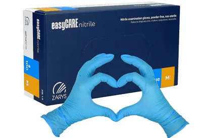 Zdjęcie produktu dla Rękawiczki rękawice nitrylowe bezpudrowe M EasyCare Zarys 100sztuk
