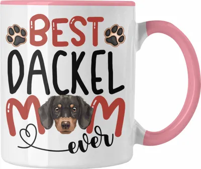 Produktbild von Trendation - Dackel Mom Besitzerin Tasse Geschenk Lustiger Spruch Geschenkidee Besitzerin Dackel Mama (Rosa)