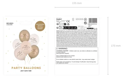 Produktbild von Luftballons Happy Birthday to you 30cm Gold / Weiß Pastell 6er Set