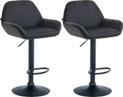 Produktbild von CLP 2er Set Barhocker Braga Samt drehbar und höhenverstellbar schwarz Material Gestell Metall matt schwarz