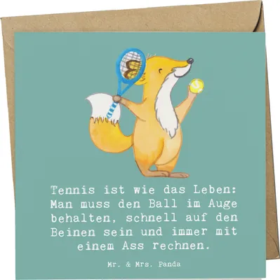 Produktbild von Mr. & Mrs. Panda doppelkarte Tennis Lebensweisheit - Meeresbrise - Geschenk, Grußkarte, Wachsamkeit, faltkarte, Sportler Geschenke, Sportarten, Ball, anlasskarte, Sport