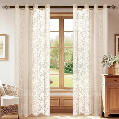 Obrázok produktu pre Polopriehľadné závesy vo voile – 2 kusy, 140 x 245 cm, béžové