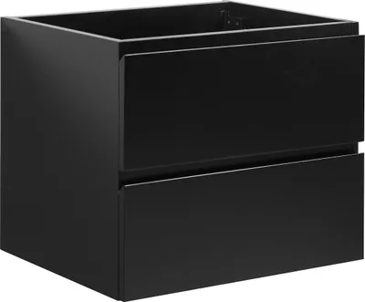 Produktbild von Badplaats Waschbeckenunterschrank Angela 60 x 48 cm Schwarz Matt - Hängender Badezimmerschrank mit 2 Schubladen, Vormontiert und mit Soft-Close
