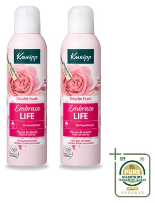 Imagen del producto de 2 unidades de espuma de ducha Kneipp Embrace Life, 200 ml cada una, pack ahorro