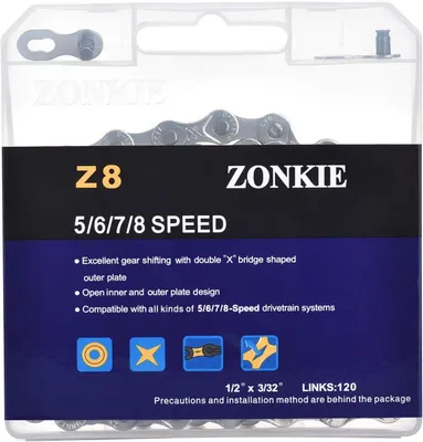 Produktbild von Fahrradkette 5/6/7/8-Gang, 1/2 x 3/32 Zoll, 120 Glieder, für Fahrrad