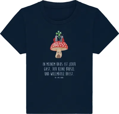 Produktbild von Mr. & Mrs. Panda Organic Baby Shirt Marienkäfer Fliegenpilz 6. - 12. Monat - French Navy - Geschenk, Kleinkind, Fleigenpilzhaus, Haus, Kinder T-Shirt, , Zuhause