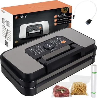 Productafbeelding van Vacuümverpakkingsmachine, 125 W, dubbele pomp, ingebouwde snijmachine, 95 kPa