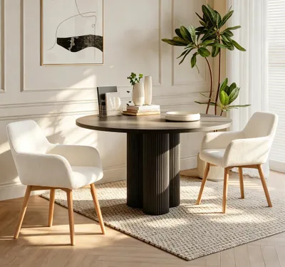Image de Ensemble de 2 chaises de salle à manger au design rétro, avec pieds en bois
