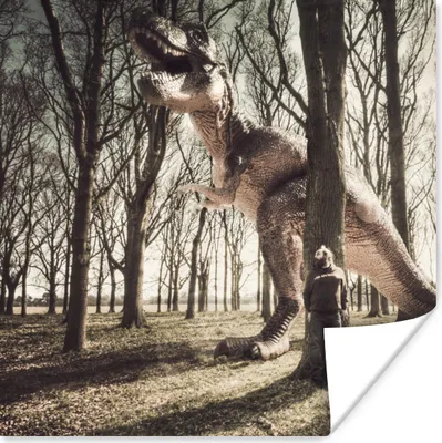 Produktbild von MuchoWow® Poster Dinosaurier - Wald - Baum 50x50 cm - Wohnzimmerdekoration