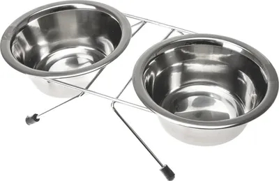 Image de Karlie Duo Dinner - Support pour gamelle - Acier inoxydable - Argent - 200 ml - Diamètre 7-11 cm