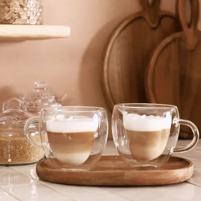 Obrázek produktu pro Hrnek hrnek na kávu hrnek na čaj hrnek na čaj šálek na kávu skleněný hrnek latte macchiato 0,3 l HOMLA