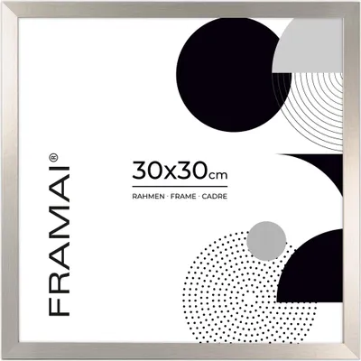 Obrázek produktu pro Rám na fotografie FRAMAI® 30 x 30 cm, stříbrný, MDF, ekologický rám s nerozbitným plexisklem, s úchytem