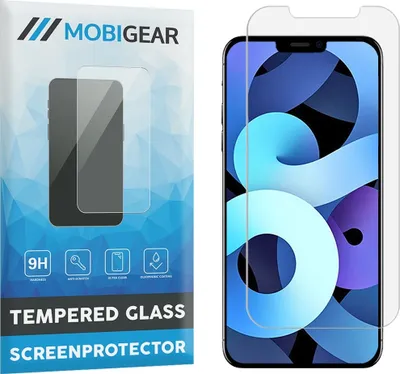 A product package for a screen protector is shown next to a smartphone with a screen protector applied.