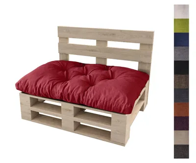 Produktbild von sunnypillow Palettenkissen für Gartenmöbel - Sitzkissen 120 x 50 cm - Palettenauflage für Palettensofa - Palettenpolster, Sitzpolster für Palettenmöbel - Gesteppte Gartenkissen - Kissen Rot