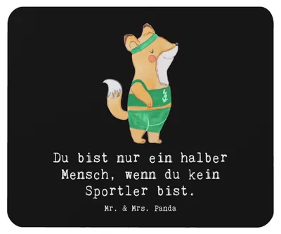 Produktbild von Mr. & Mrs. Panda Mousepad Sportler Herz - Schwarz - Geschenk, pc mauspad, mousematte, laptop, Mouse Pad