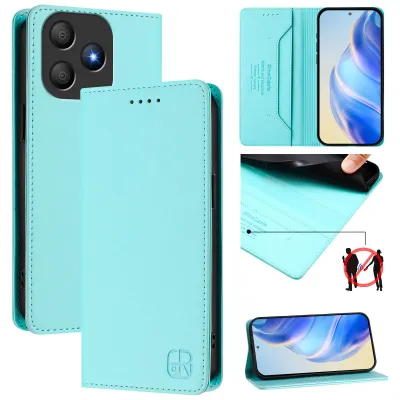 Image de Étui en cuir pour Blackview Wave 9C, étui à rabat avec fentes pour cartes, portefeuille et support Turquoise