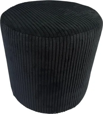 Produktbild von Cord-Hocker POSO 40x40 cm gepolstert rund – weiches Sitzkissen oder Fußhocker für Wohnzimmer – Schwarz