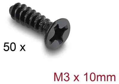 Immagine prodotto di Vite per ventola M3 x 10 mm, nera, 50 pezzi, a testa bombata, in acciaio