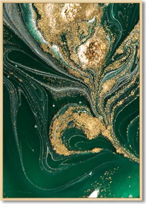 Produktbild von TPFLiving Kunstdruck LW-429 (OHNE RAHMEN) Poster - Leinwand - Wandbild - Hochauflösender Giclée-Druck, langlebig und hochwertig - Goldene Blätter auf grünem und weißem Hintergrund -  - Größe: 60x80cm