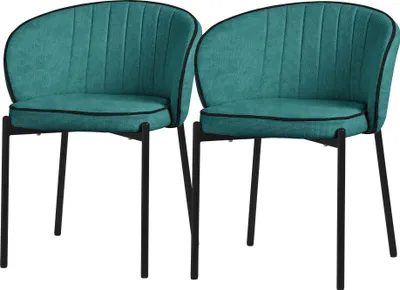 Produktbild von ML-Design Esszimmerstühle 2er Set Petrol Küchenstühle mit Stoffbezug Metallbeinen Wohnzimmerstuhl mit Rückenlehne Polsterstühle für Esszimmer & Küche
