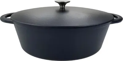 Obrázek produktu pro Litinová kokotnice, BAUMALU 336408, oválná 33 cm, 6 l, matně černá, pro všechny typy sporáků včetně indukčních