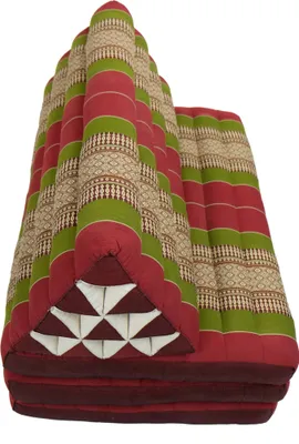 Zdjęcie produktu dla Fine Asianliving Tajska poduszka trójkątna 3 podkładki wypełnienie kapok XXXL 80x190x7cm bordowy zielony Tajska poduszka mata do medytacji materac kapok 301-N09