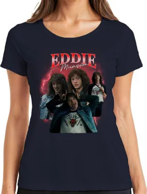 Produktbild von Eddie Munson Hellfire Club Stranger Metal Geschenk Vintage Serie 90s Bootleg Damen T-Shirt, Navy, L