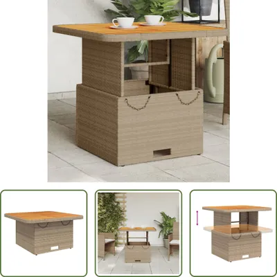 Obrázek produktu pro The Living Store Zahradní stůl béžový 80x80x71 cm Polyratan a akáciové dřevo