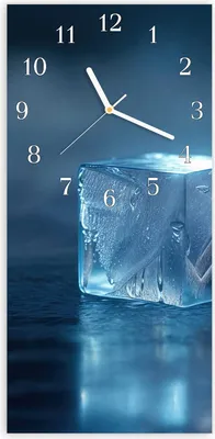 Produktbild von Wanduhr aus Glas mit Motiv Eiswürfel- 30 x 60 cm - inkl. Aufhängesystem