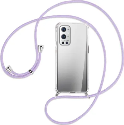 Produktbild von Handykette Backcover-Schutzhülle mit Band (Metall silberfarben) für OnePlus 9 - violett