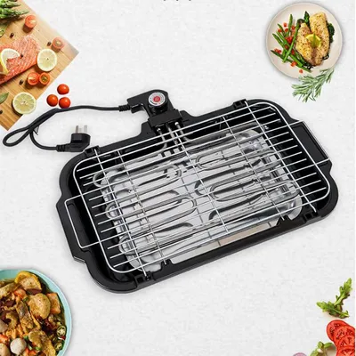 Produktbild von Multifunktionaler Elektrogrill, tragbarer Grill für drinnen & draußen, 5 Heizstufen, antihaftbeschichtet, rauchfrei